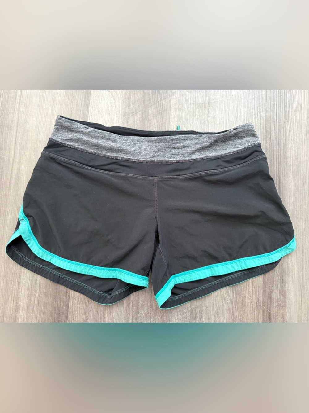 lululemon athletica Black Women's Athletic Shorts with Teal Trim
